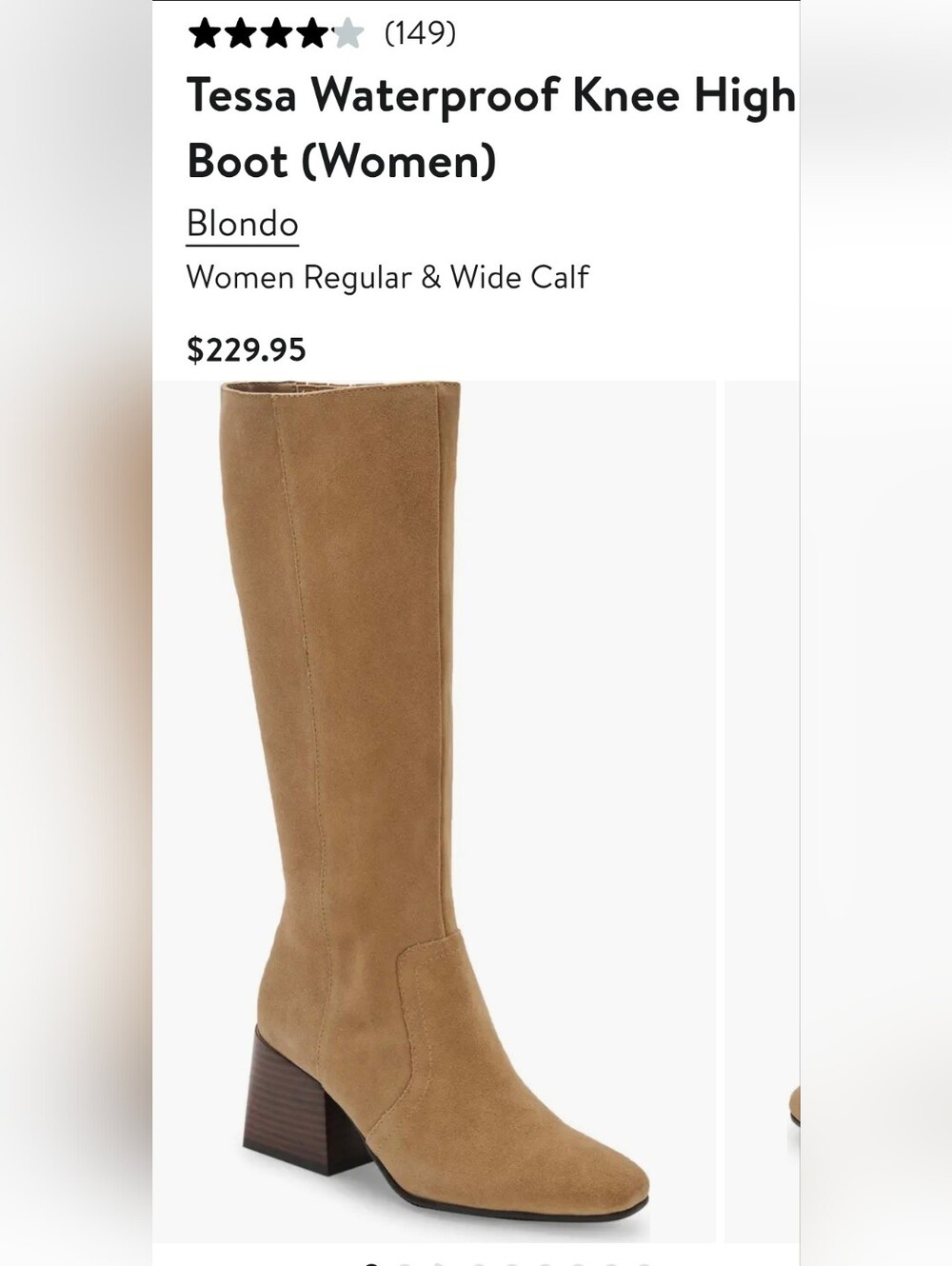 Blondo Tessa Waterproof Knee High Boot in Tan Suede